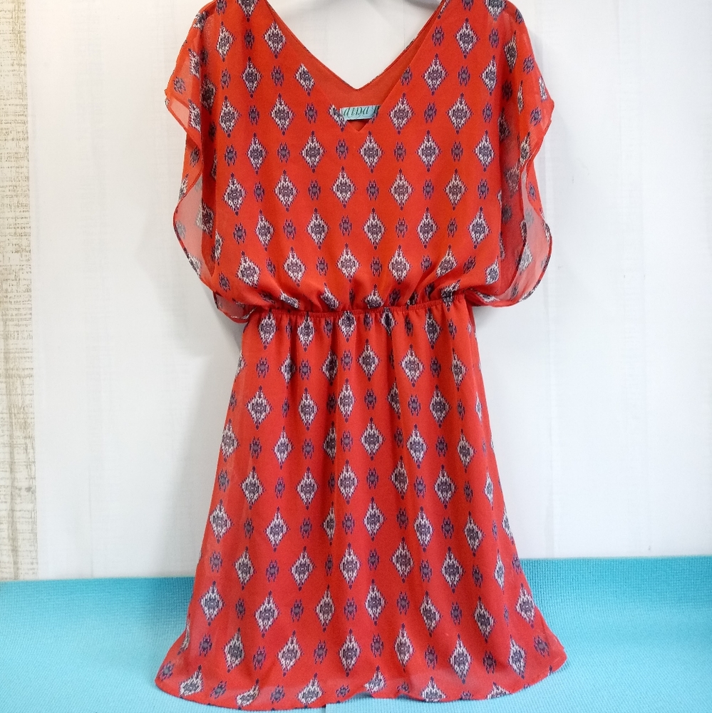 Aina be Chiffon Sheer Dress Elastic Waist Flattering Size S